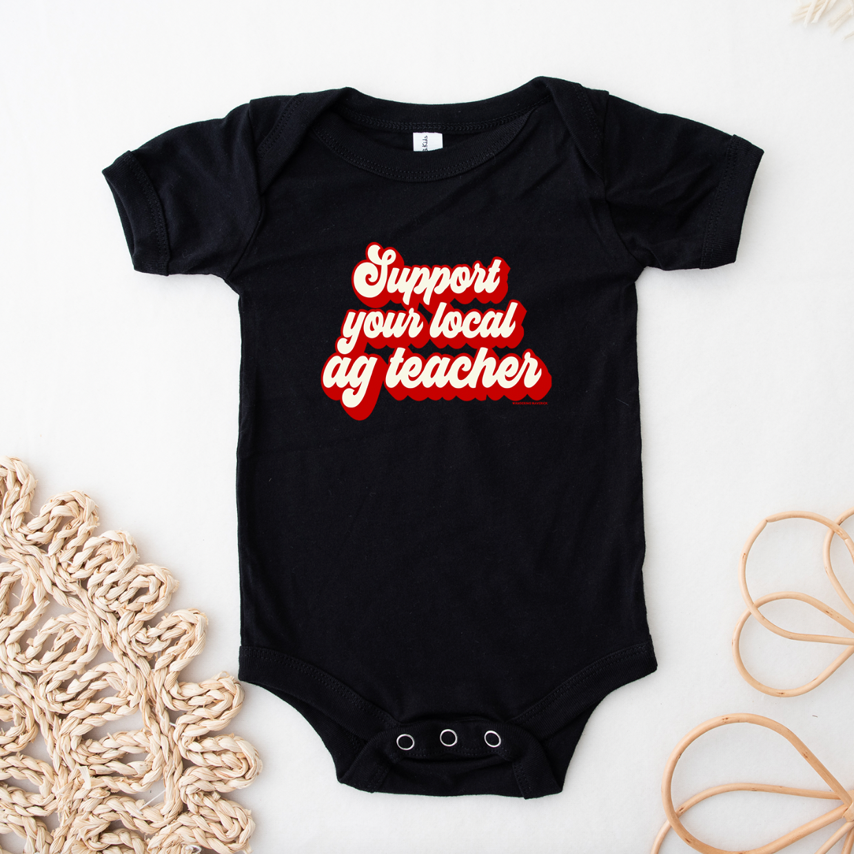 Retro Support Your Local Ag Teacher Red One Piece/T-Shirt (Newborn - Youth XL) - Multiple Colors!