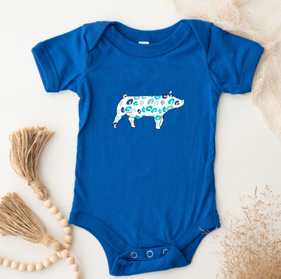 Turquoise Cheetah Pig One Piece/T-Shirt (Newborn - Youth XL) - Multiple Colors!