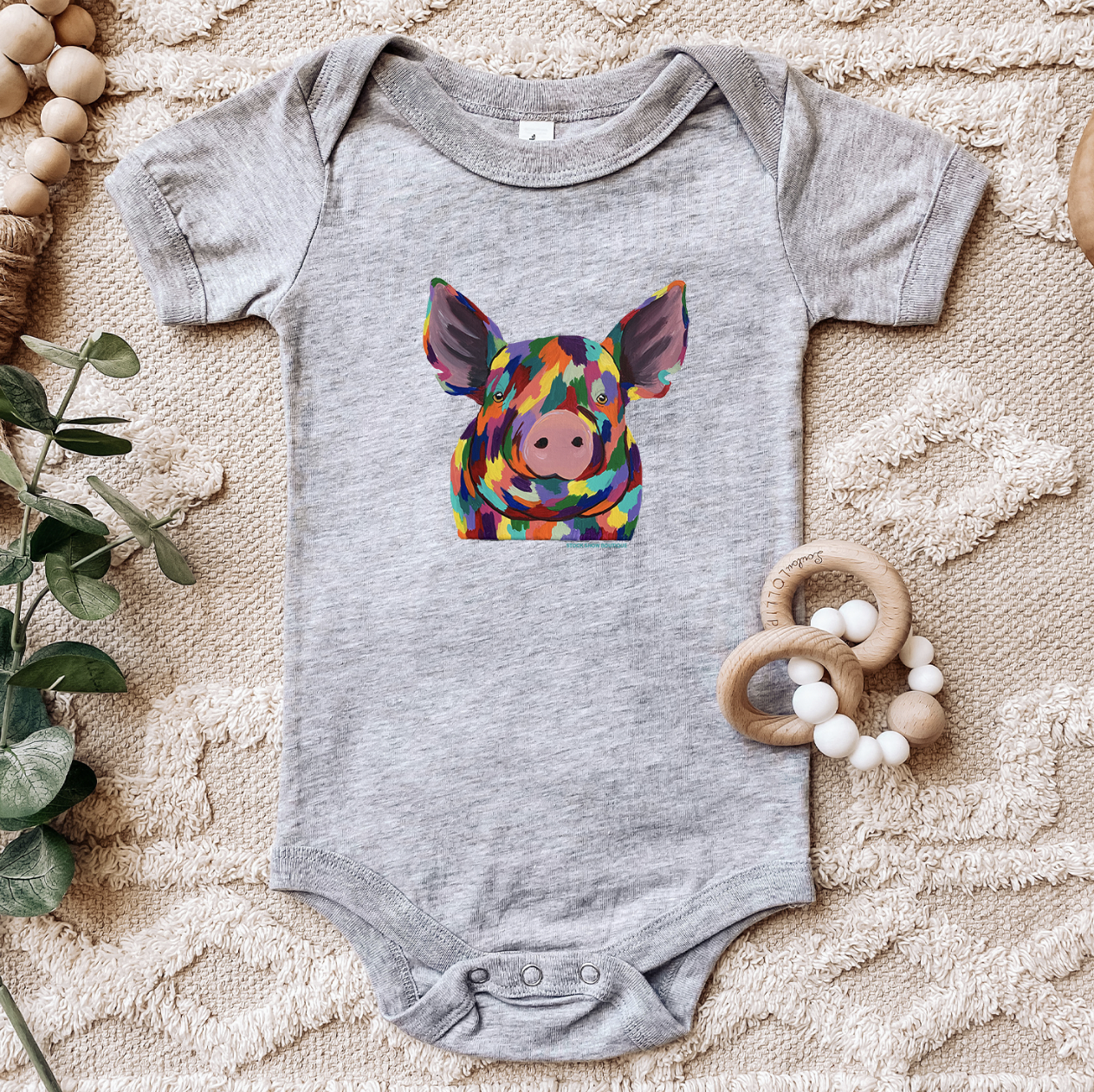 Rainbow Pig One Piece/T-Shirt (Newborn - Youth XL) - Multiple Colors!