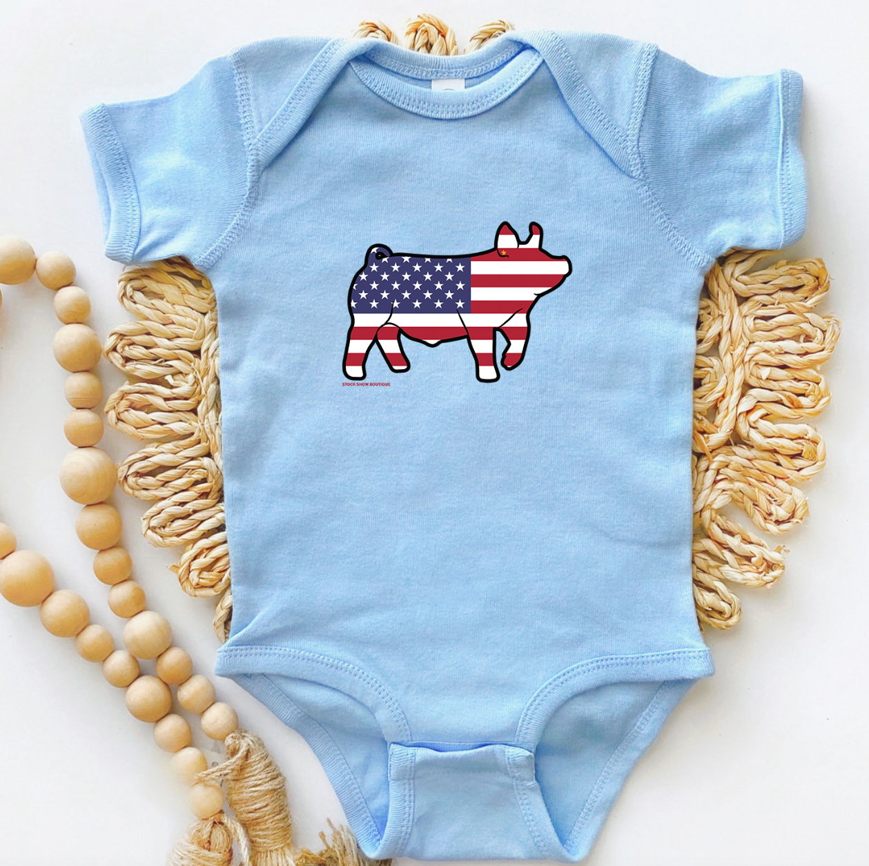 Patriotic Pig One Piece/T-Shirt (Newborn - Youth XL) - Multiple Colors!