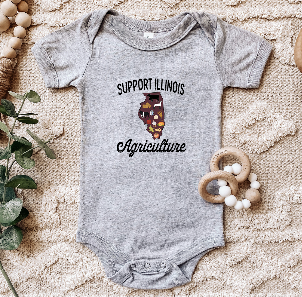 Support Illinois Agriculture One Piece/T-Shirt (Newborn - Youth XL) - Multiple Colors!