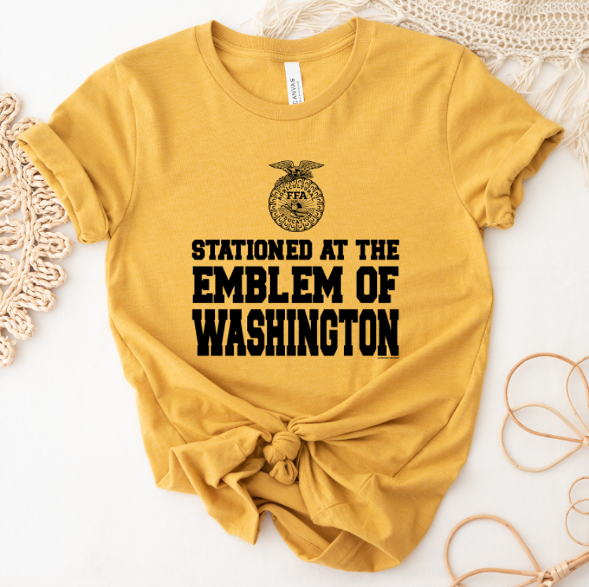Stationed At The Emblem Of Washington FFA T-Shirt (XS-4XL) - Multiple Colors!