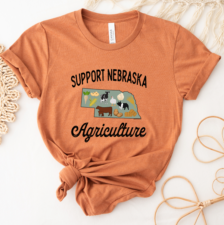 Support Nebraska Agriculture T-Shirt (XS-4XL) - Multiple Colors!
