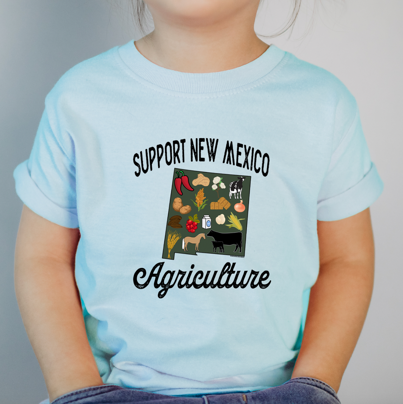 Support New Mexico Agriculture One Piece/T-Shirt (Newborn - Youth XL) - Multiple Colors!