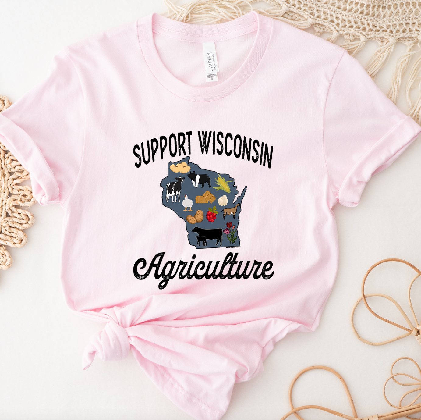 Support Wisconsin Agriculture T-Shirt (XS-4XL) - Multiple Colors!