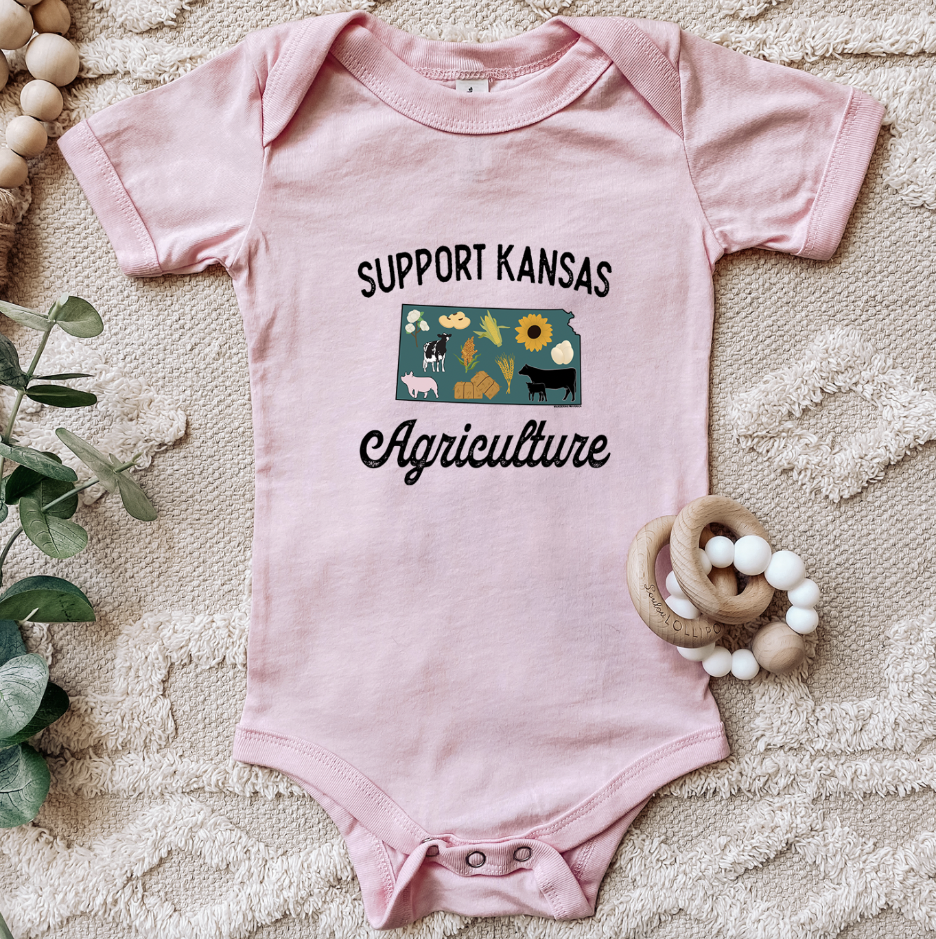 Support Kansas Agriculture One Piece/T-Shirt (Newborn - Youth XL) - Multiple Colors!