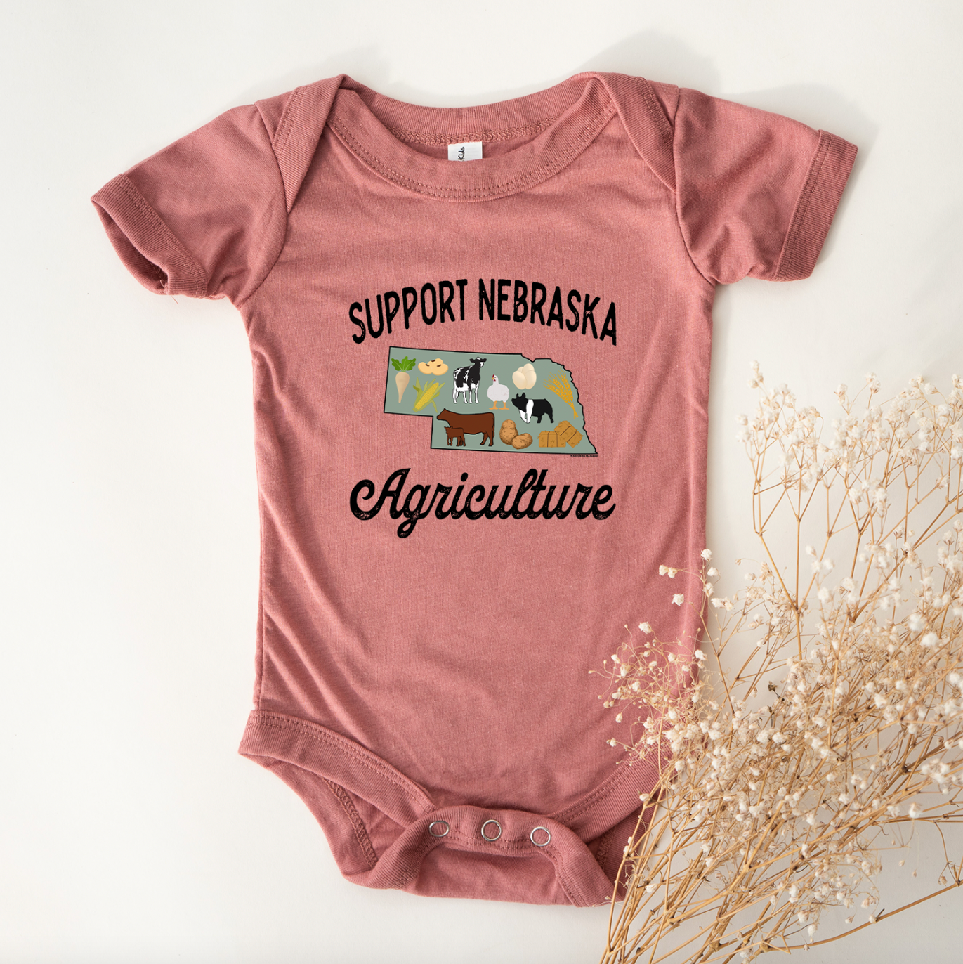 Support Nebraska Agriculture One Piece/T-Shirt (Newborn - Youth XL) - Multiple Colors!