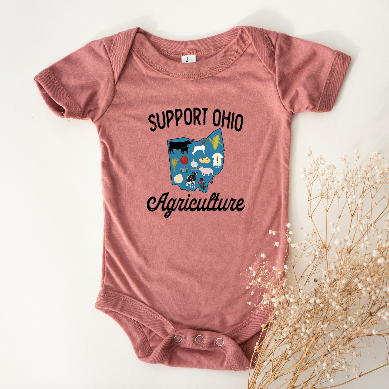 Support Ohio Agriculture One Piece/T-Shirt (Newborn - Youth XL) - Multiple Colors!