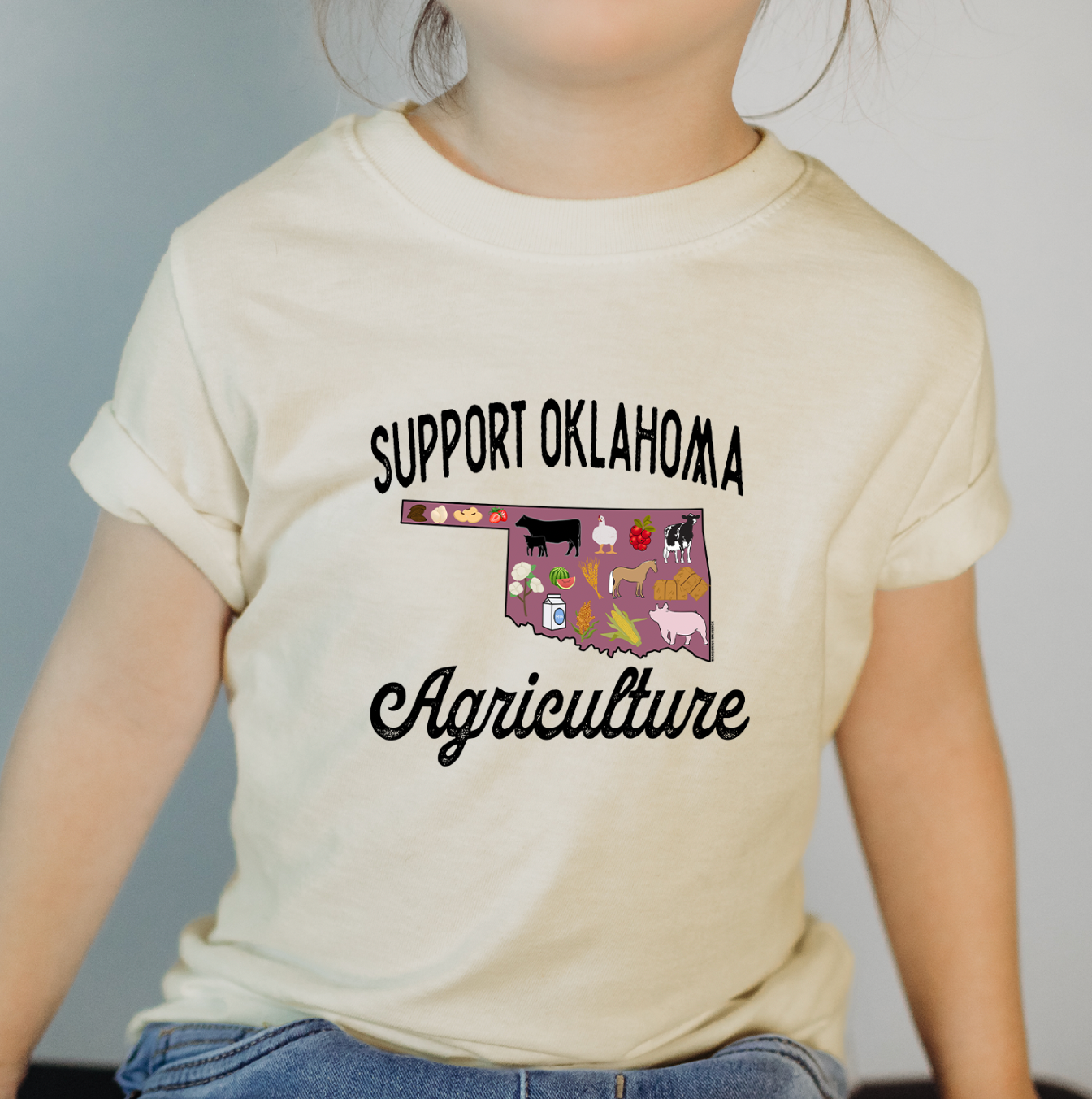 Support Oklahoma Agriculture One Piece/T-Shirt (Newborn - Youth XL) - Multiple Colors!