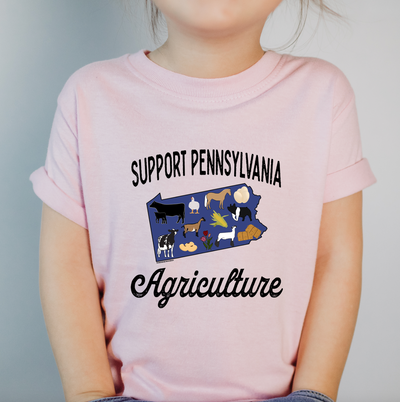 Support Pennsylvania Agriculture One Piece/T-Shirt (Newborn - Youth XL) - Multiple Colors!