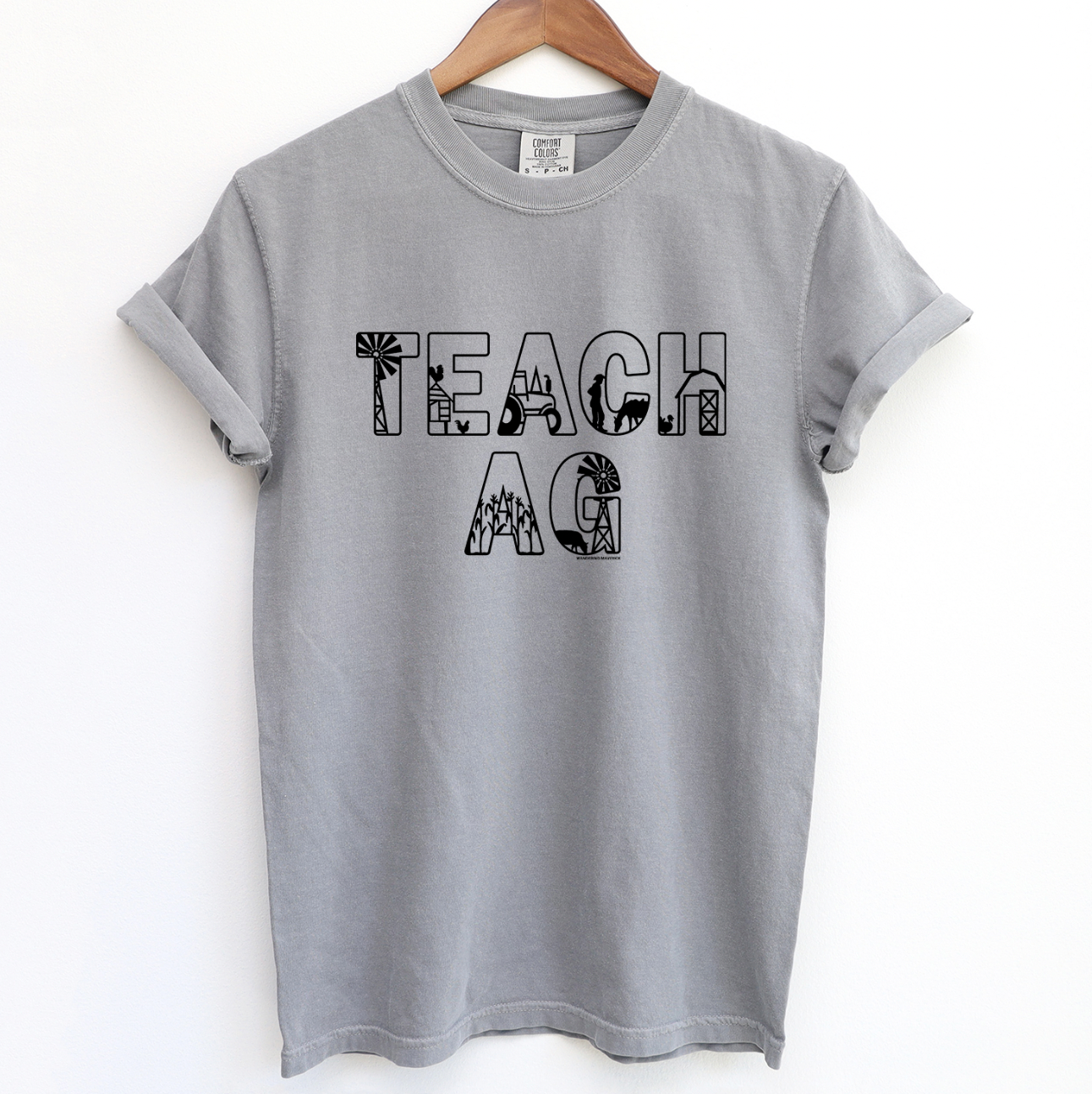 Teach Ag Outline ComfortWash/ComfortColor T-Shirt (S-4XL) - Multiple Colors!