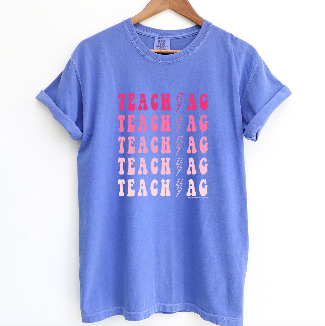 Teach Ag Bolt Pink ComfortWash/ComfortColor T-Shirt (S-4XL) - Multiple Colors!