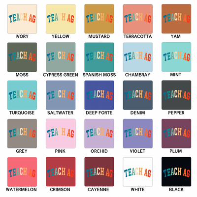 Varsity Teach Ag Color ComfortWash/ComfortColor T-Shirt (S-4XL) - Multiple Colors!