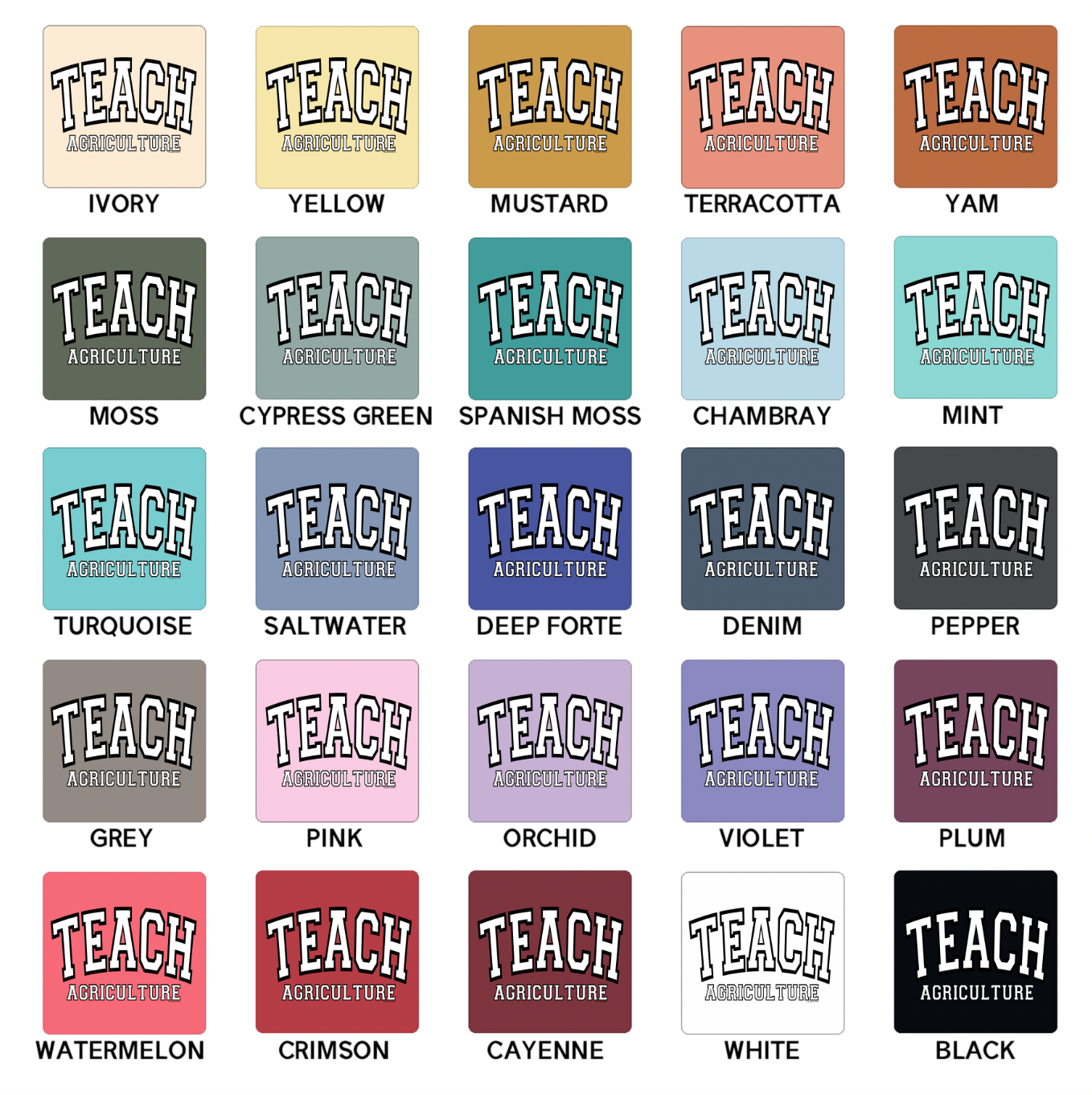 Big Varsity Teach Agriculture ComfortWash/ComfortColor T-Shirt (S-4XL) - Multiple Colors!