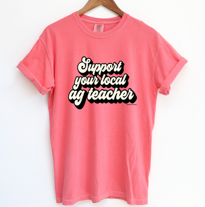 Retro Support Your Local Ag Teacher Black ComfortWash/ComfortColor T-Shirt (S-4XL) - Multiple Colors!