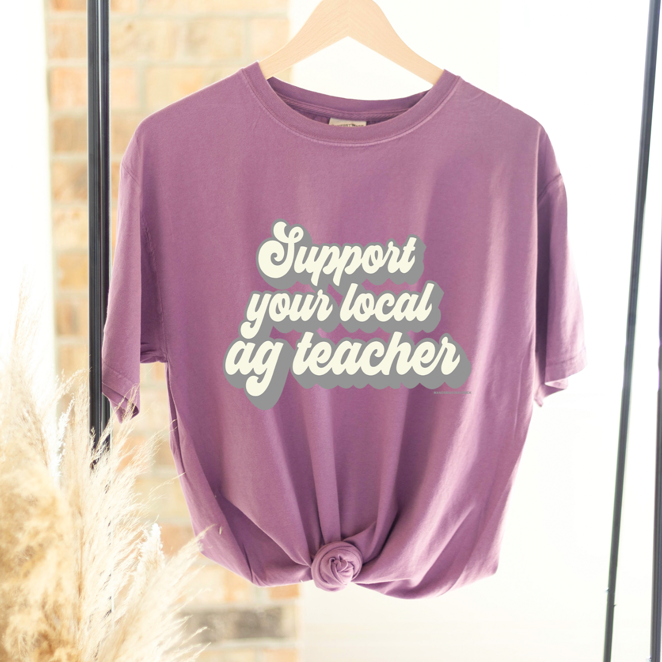 Retro Support Your Local Ag Teacher Grey ComfortWash/ComfortColor T-Shirt (S-4XL) - Multiple Colors!