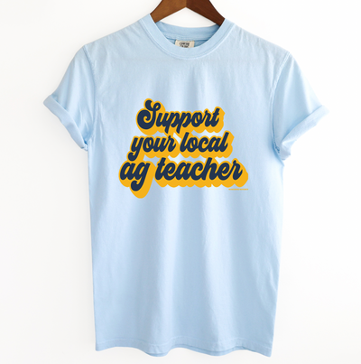 Retro Support Your Local Ag Teacher Navy & Gold ComfortWash/ComfortColor T-Shirt (S-4XL) - Multiple Colors!