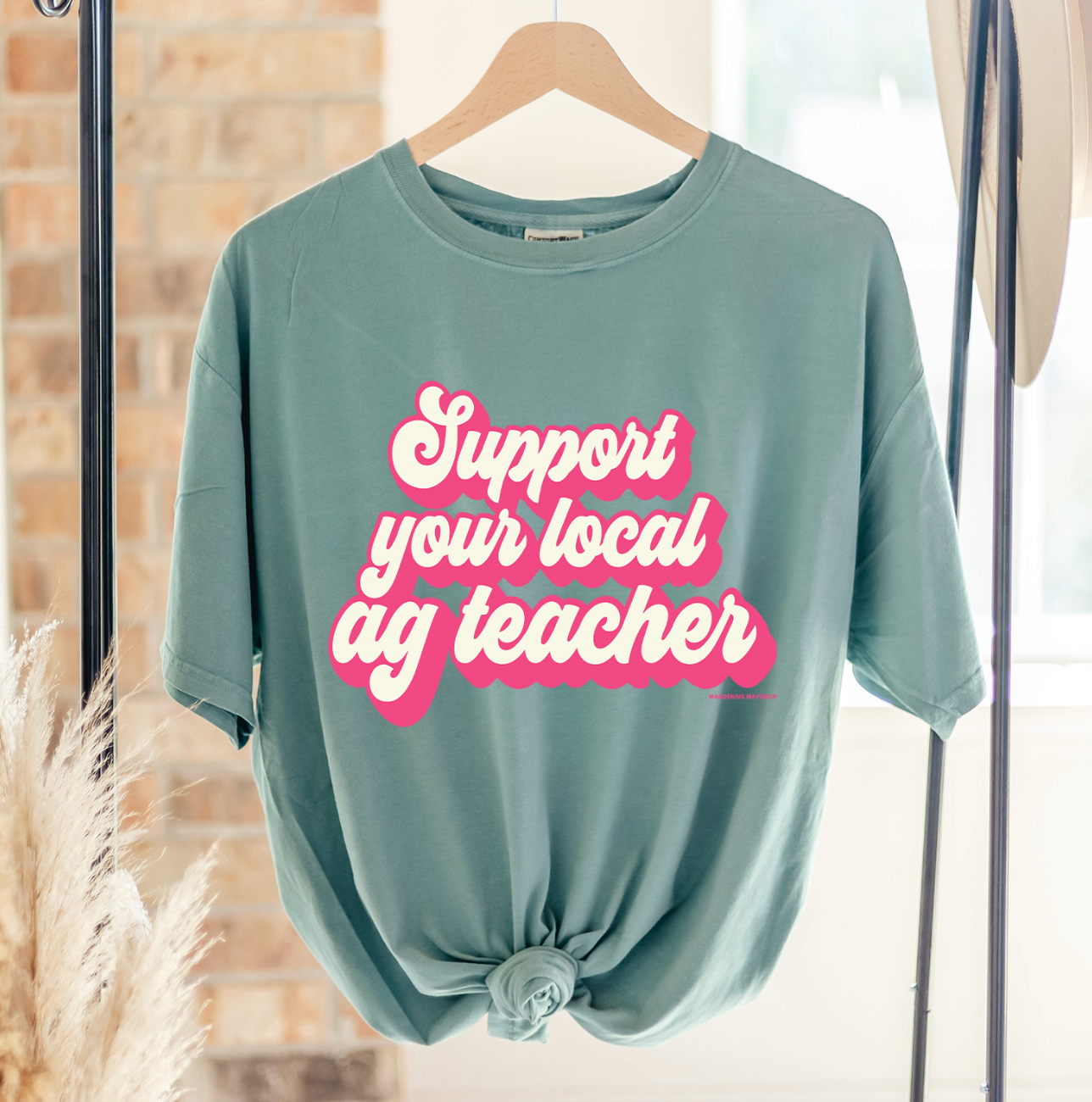 Retro Support Your Local Ag Teacher Pink ComfortWash/ComfortColor T-Shirt (S-4XL) - Multiple Colors!