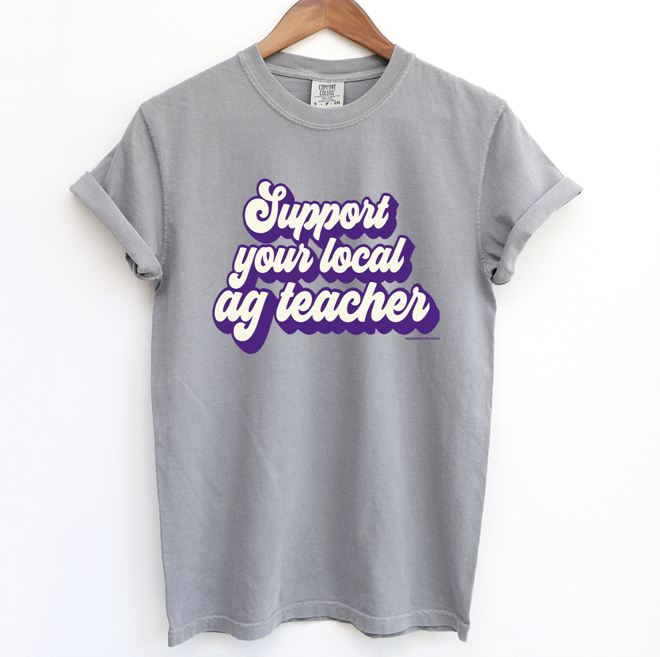 Retro Support Your Local Ag Teacher Purple ComfortWash/ComfortColor T-Shirt (S-4XL) - Multiple Colors!