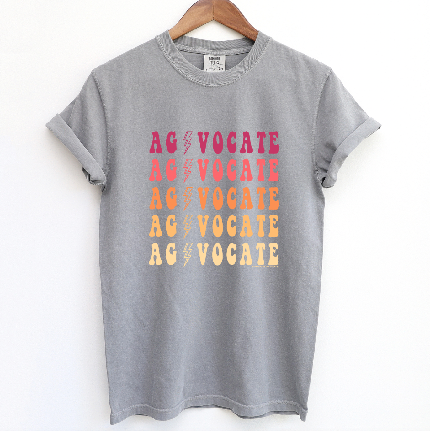 Agvocate Bolt Sunset Colors ComfortWash/ComfortColor T-Shirt (S-4XL) - Multiple Colors!