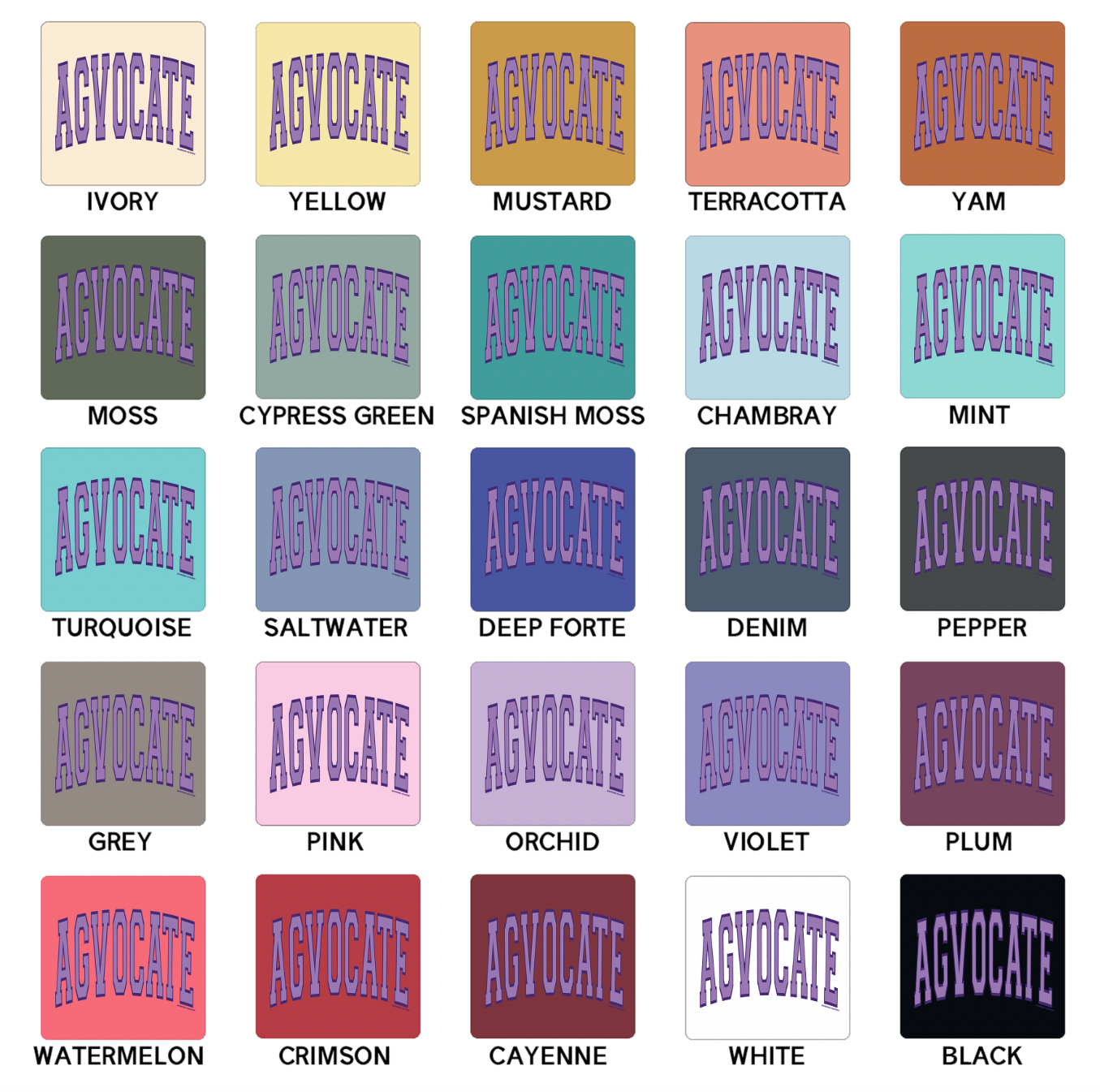 Big Agvocate Varsity Purple ComfortWash/ComfortColor T-Shirt (S-4XL) - Multiple Colors!