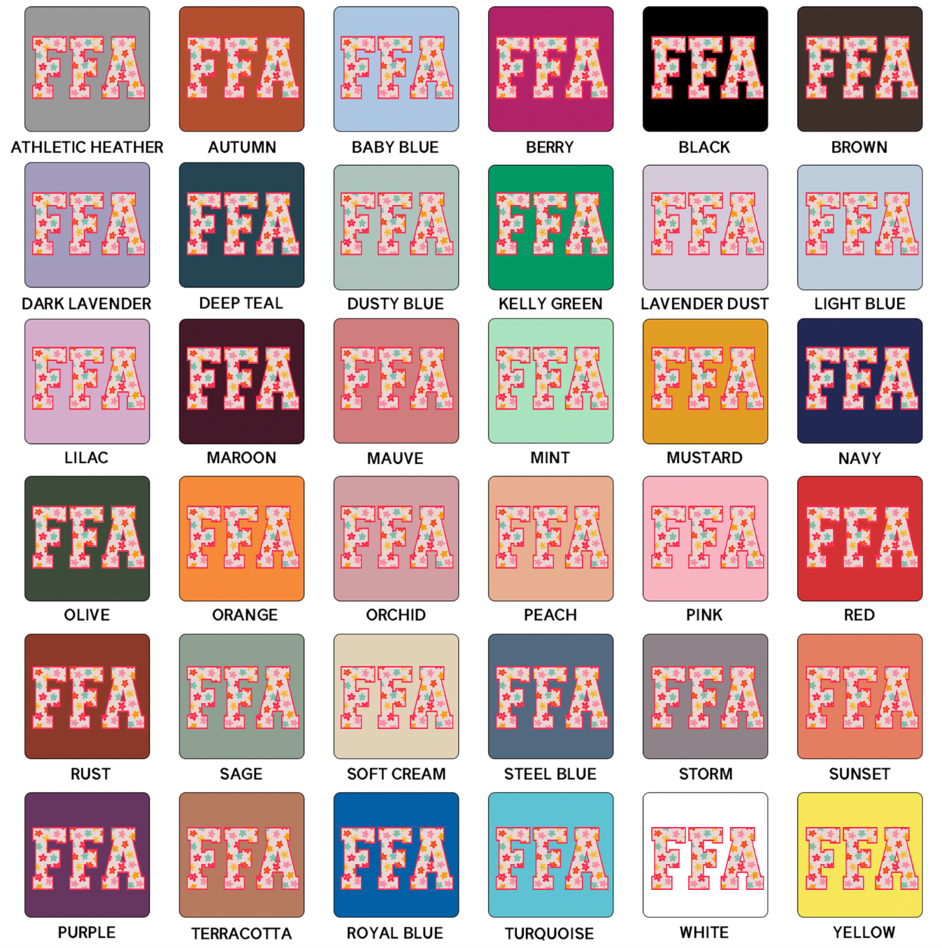 FFA Floral T-Shirt (XS-4XL) - Multiple Colors!