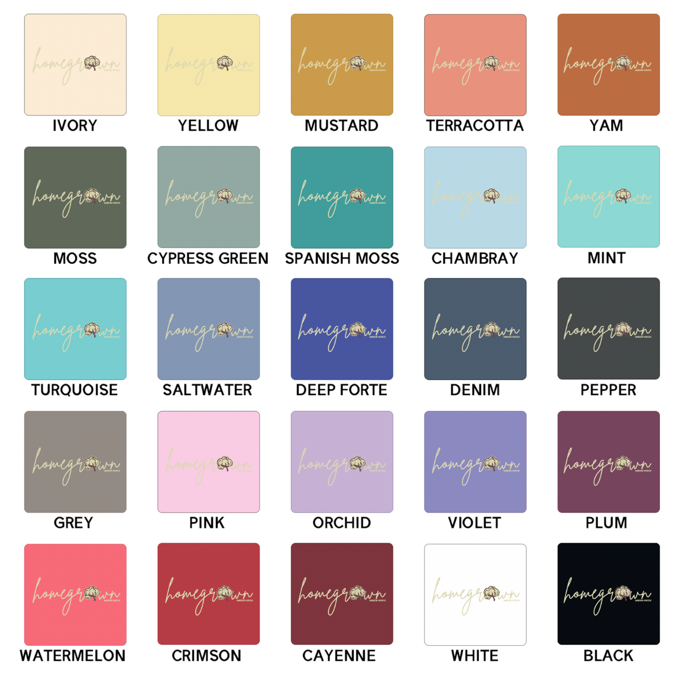 Homegrown Cotton ComfortWash/ComfortColor T-Shirt (S-4XL) - Multiple Colors!