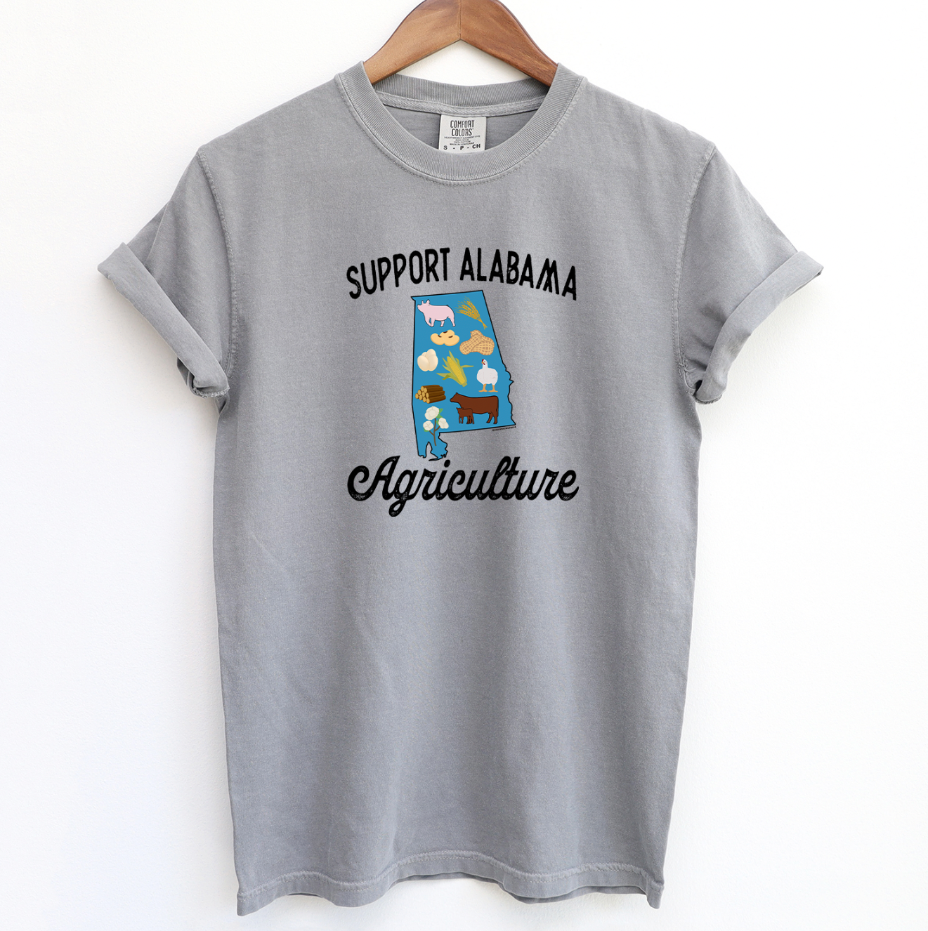 Support Alabama Agriculture ComfortWash/ComfortColor T-Shirt (S-4XL) - Multiple Colors!