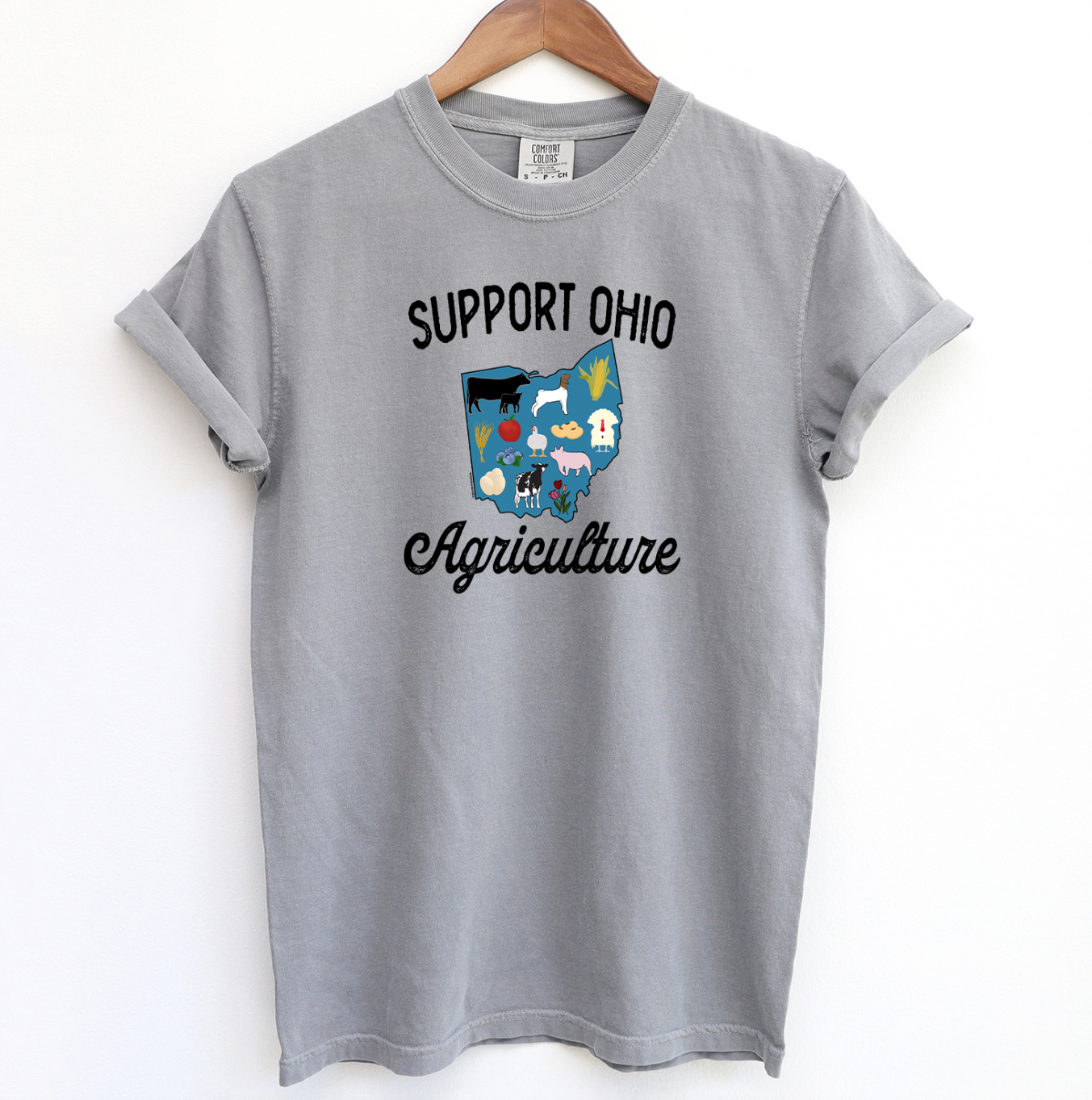 Support Ohio Agriculture ComfortWash/ComfortColor T-Shirt (S-4XL) - Multiple Colors!
