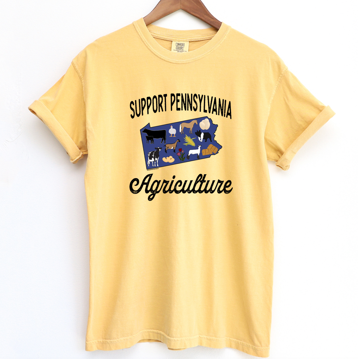 Support Pennsylvania Agriculture ComfortWash/ComfortColor T-Shirt (S-4XL) - Multiple Colors!