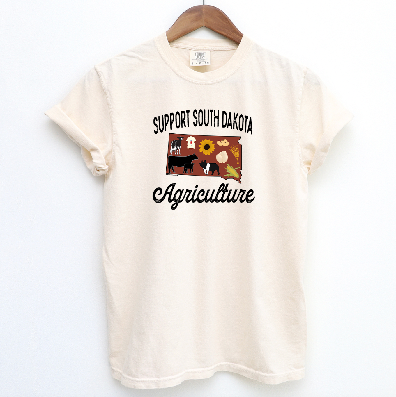 Support South Dakota Agriculture ComfortWash/ComfortColor T-Shirt (S-4XL) - Multiple Colors!