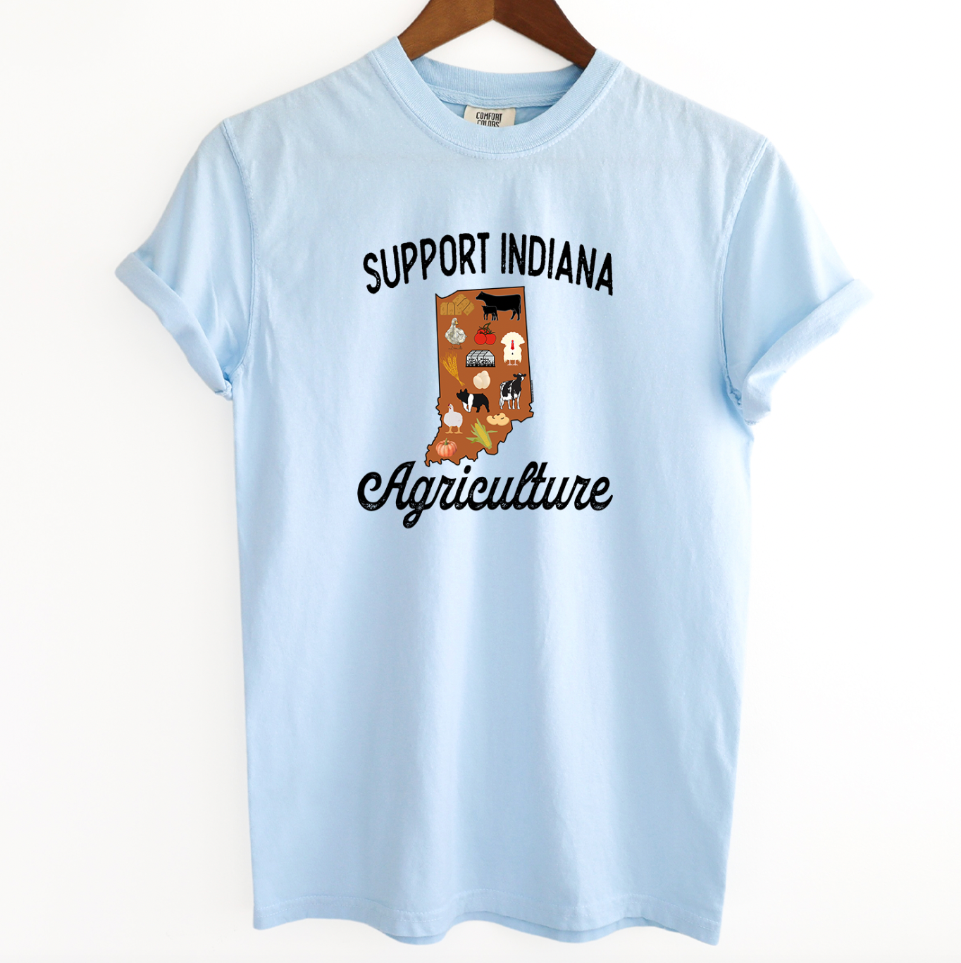 Support Indiana Agriculture ComfortWash/ComfortColor T-Shirt (S-4XL) - Multiple Colors!