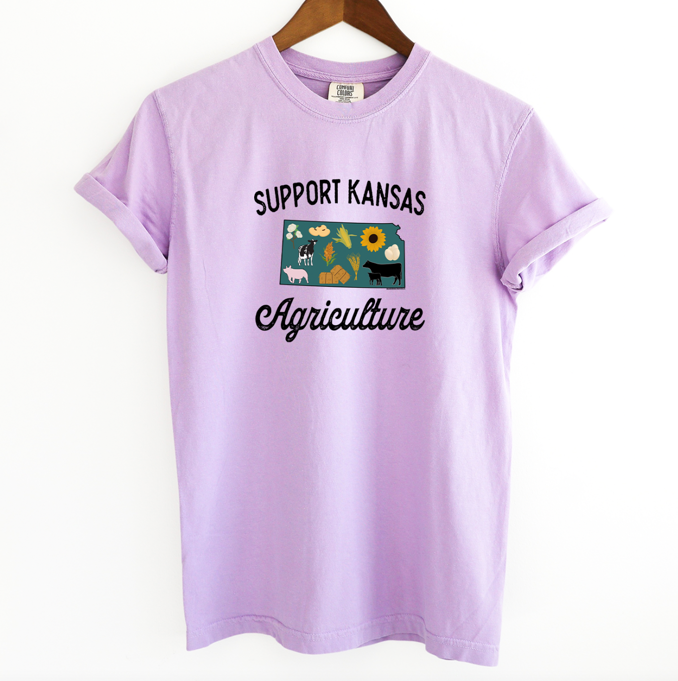Support Kansas Agriculture ComfortWash/ComfortColor T-Shirt (S-4XL) - Multiple Colors!