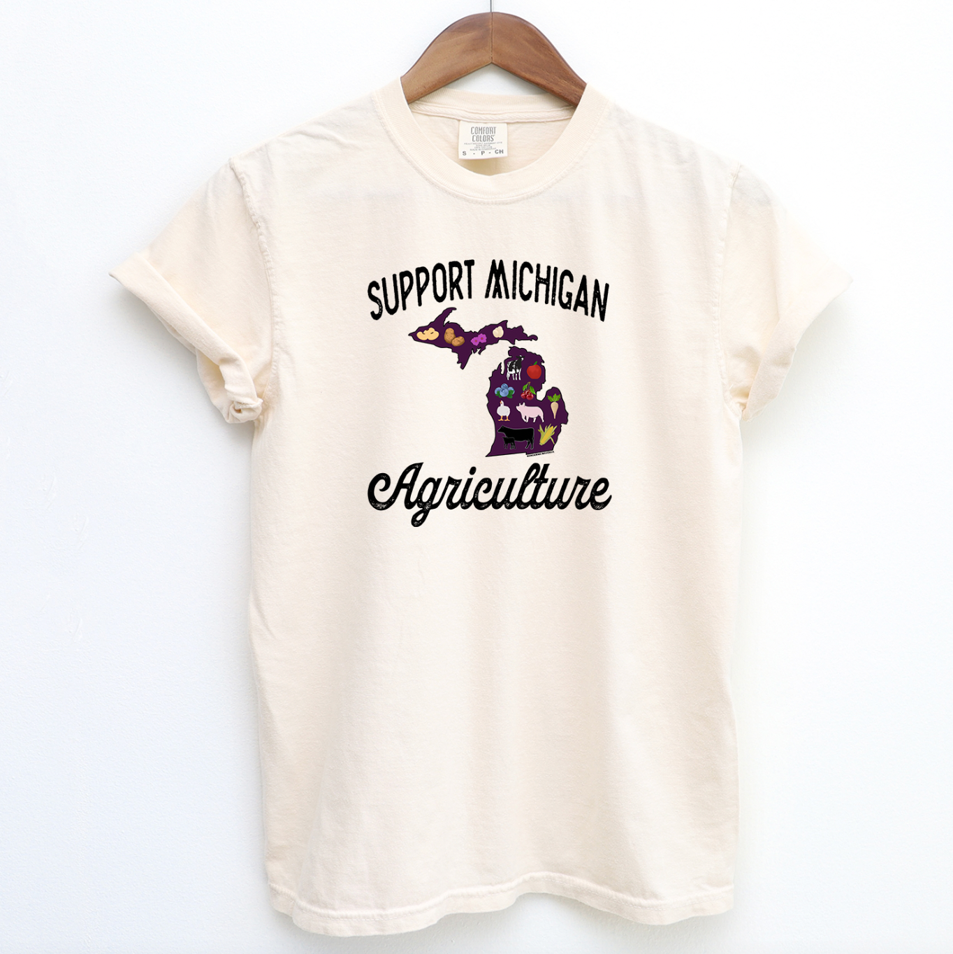 Support Michigan Agriculture ComfortWash/ComfortColor T-Shirt (S-4XL) - Multiple Colors!