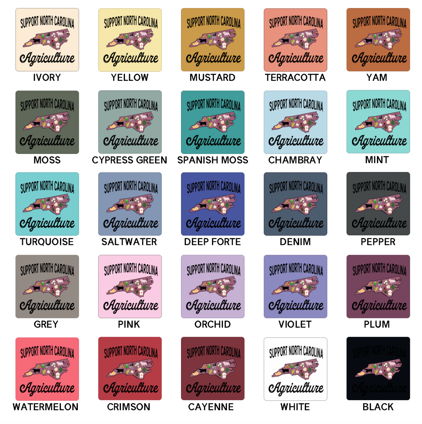 Support North Carolina Agriculture ComfortWash/ComfortColor T-Shirt (S-4XL) - Multiple Colors!