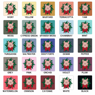 Pig Christmas Wreath ComfortWash/ComfortColor T-Shirt (S-4XL) - Multiple Colors!