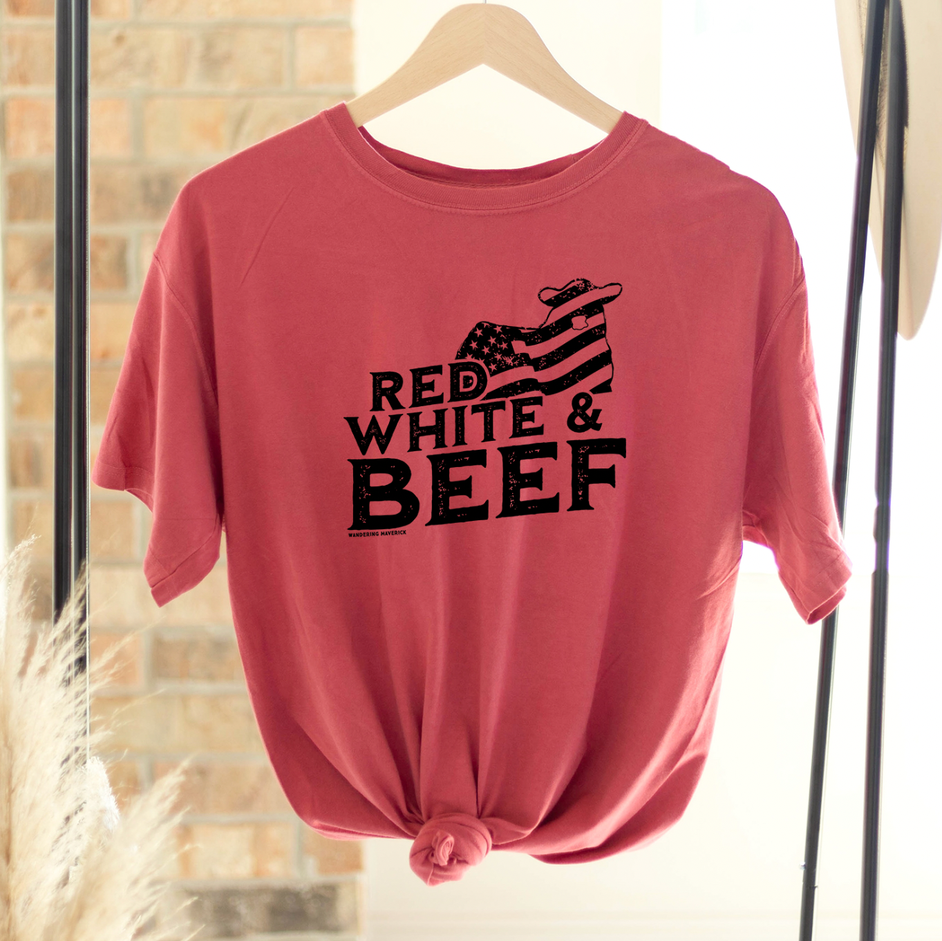 Red White and Beef Black Ink ComfortWash/ComfortColor T-Shirt (S-4XL) - Multiple Colors!