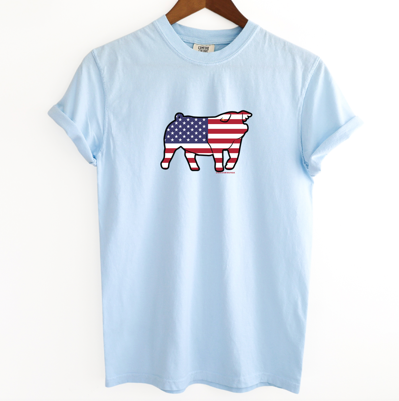 Patriotic Pig Down Ear ComfortWash/ComfortColor T-Shirt (S-4XL) - Multiple Colors!