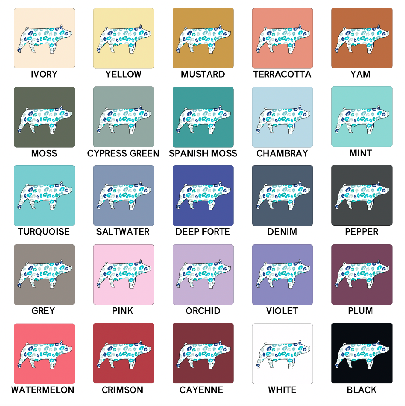 Turquoise Cheetah Pig ComfortWash/ComfortColor T-Shirt (S-4XL) - Multiple Colors!