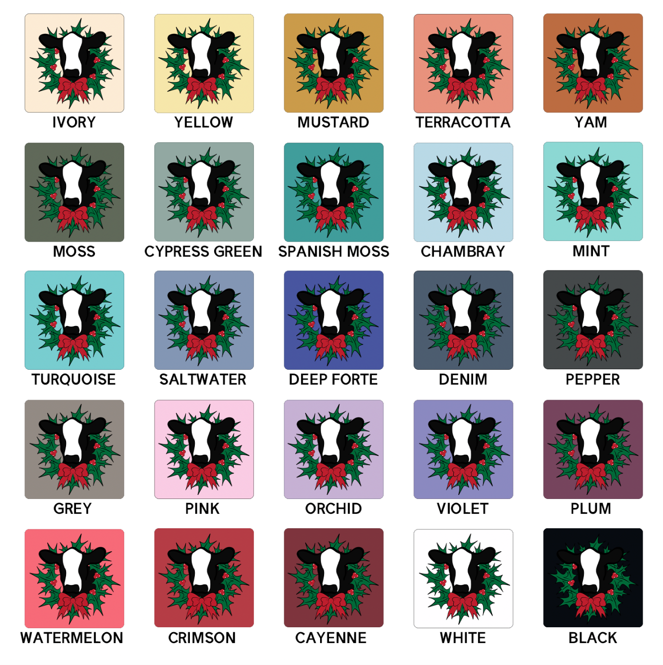 Baldie Heifer Christmas Wreath ComfortWash/ComfortColor T-Shirt (S-4XL) - Multiple Colors!
