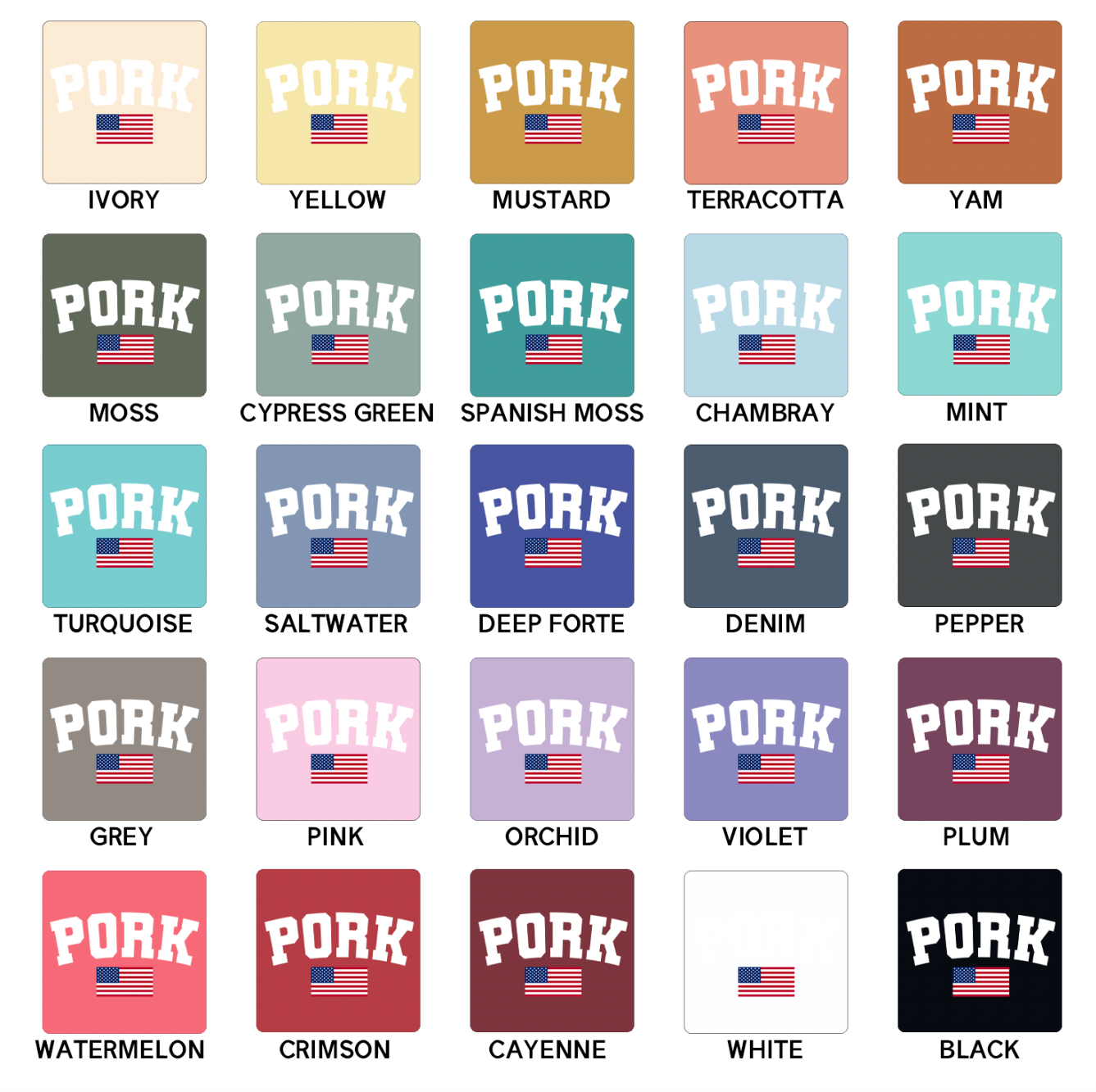 Pork Flag ComfortWash/ComfortColor T-Shirt (S-4XL) - Multiple Colors!
