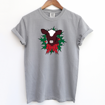 Shorthorn Christmas Wreath ComfortWash/ComfortColor T-Shirt (S-4XL) - Multiple Colors!