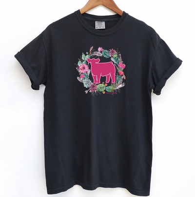 Steer Cactus Wreath ComfortWash/ComfortColor T-Shirt (S-4XL) - Multiple Colors!