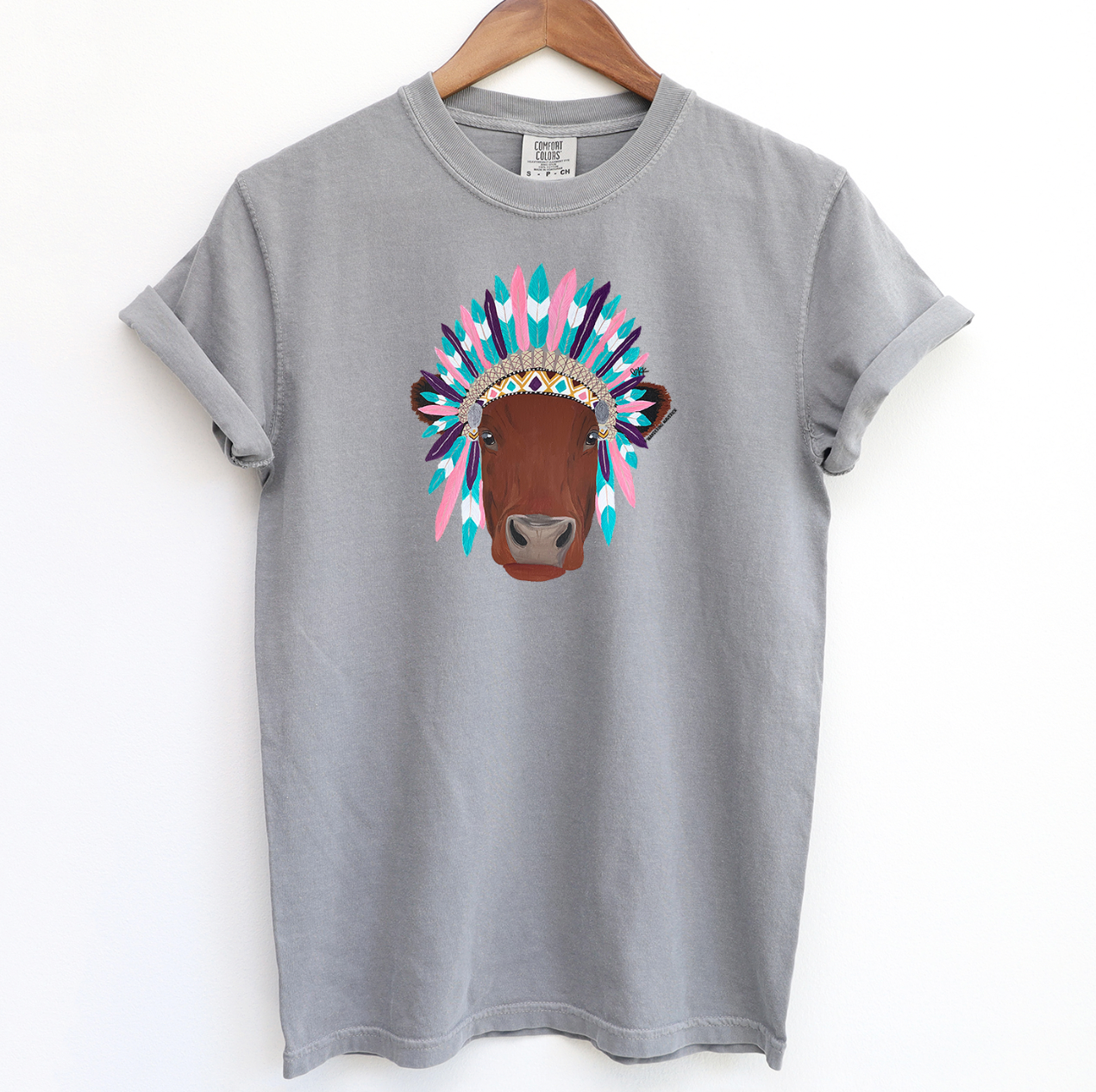 Red Cow Headdress ComfortWash/ComfortColor T-Shirt (S-4XL) - Multiple Colors!