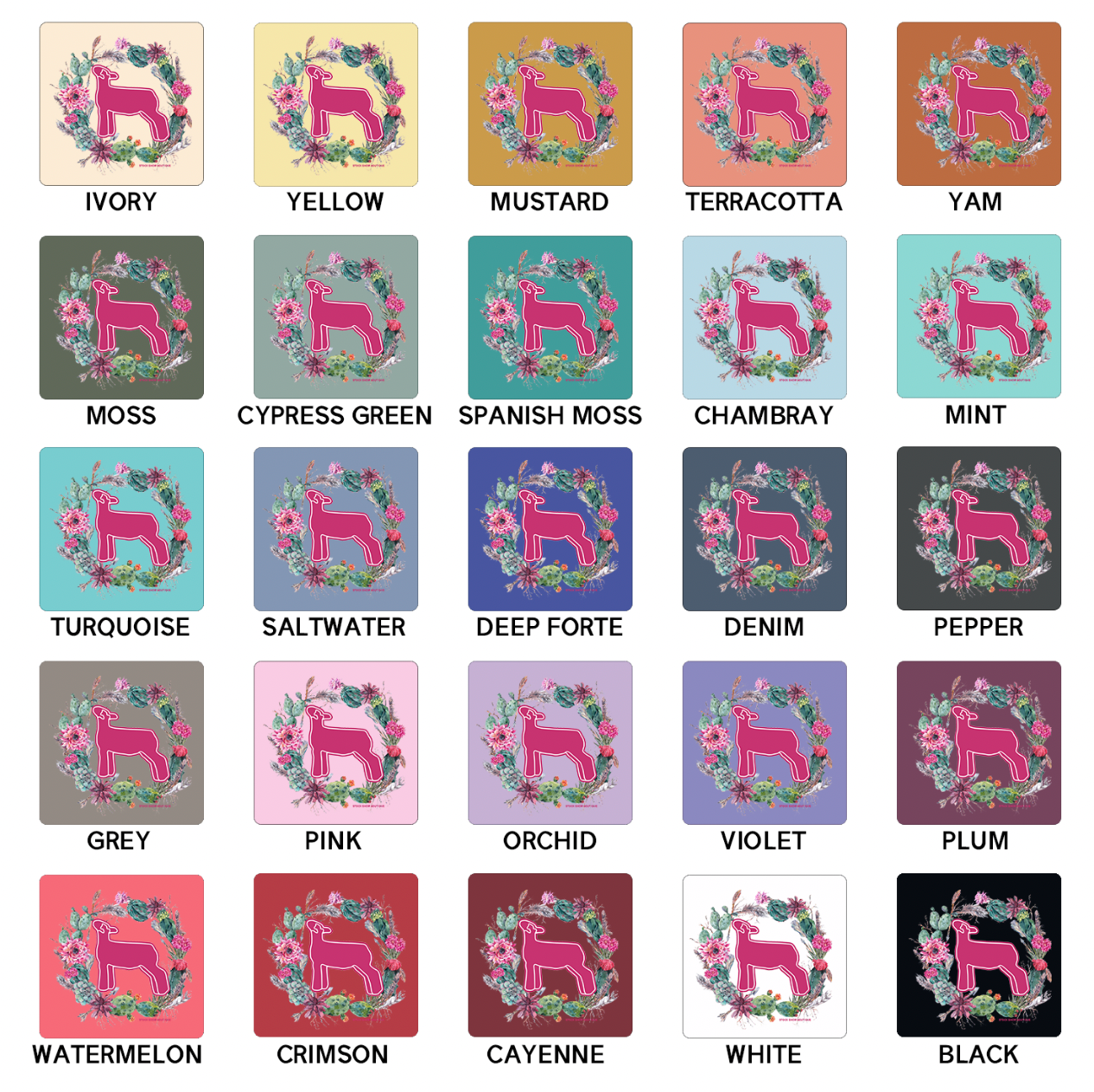 Lamb Cactus Wreath ComfortWash/ComfortColor T-Shirt (S-4XL) - Multiple Colors!