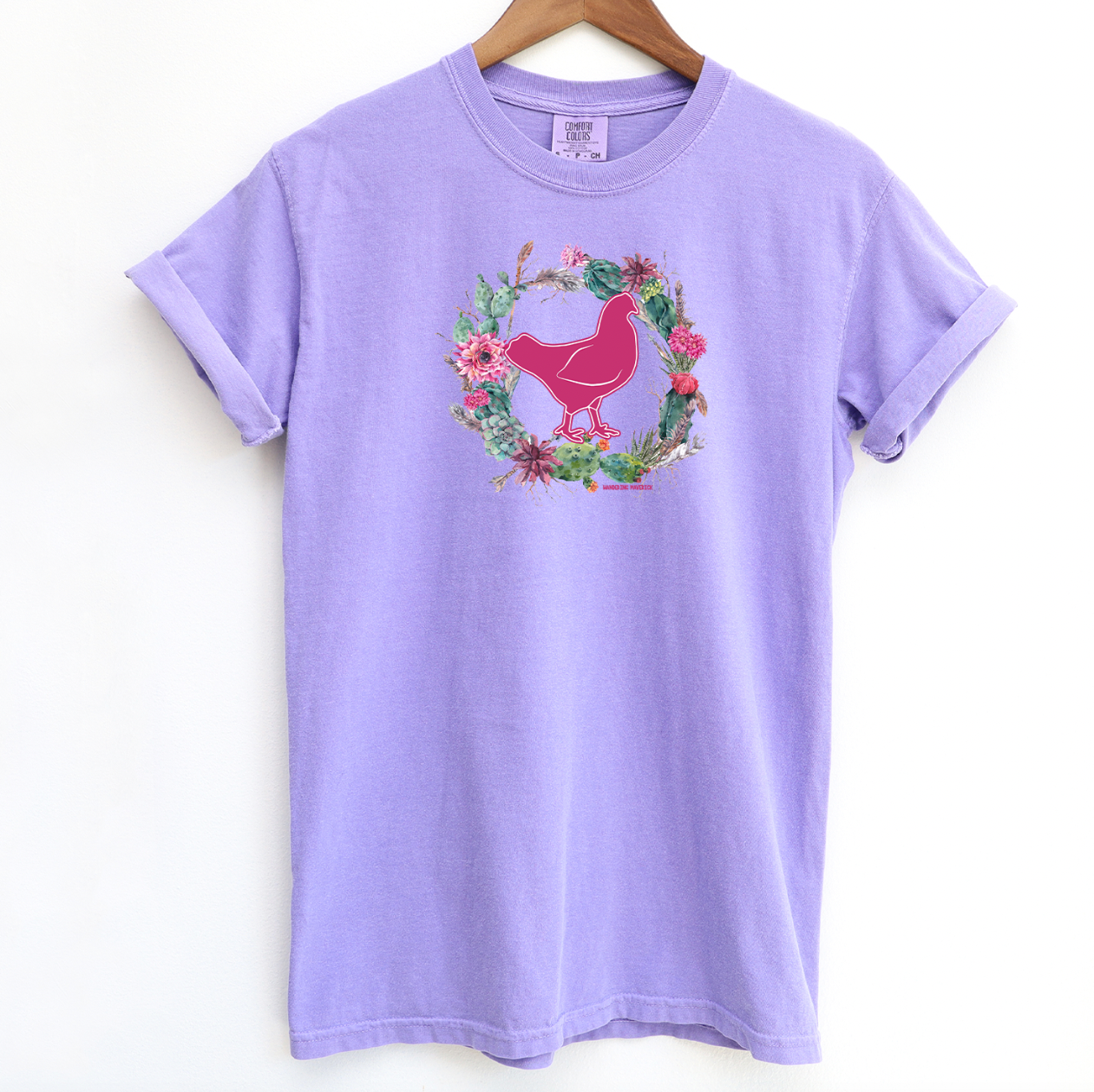Chicken Cactus Wreath ComfortWash/ComfortColor T-Shirt (S-4XL) - Multiple Colors!