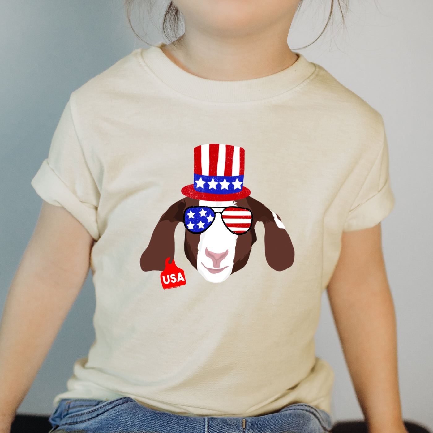 Red, White & Blue Goat One Piece/T-Shirt (Newborn - Youth XL) - Multiple Colors!