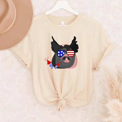 Red, White & Blue Pig T-Shirt (XS-4XL) - Multiple Colors!