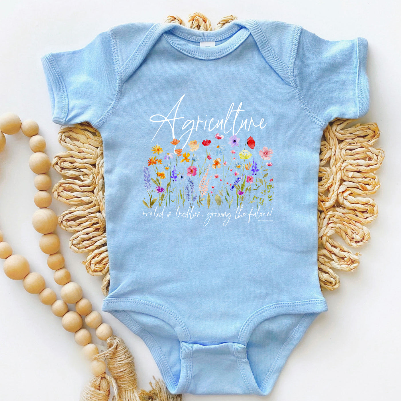Agriculture: Rooted In Tradition, Growing The Future Flowers One Piece/T-Shirt (Newborn - Youth XL) - Multiple Colors!